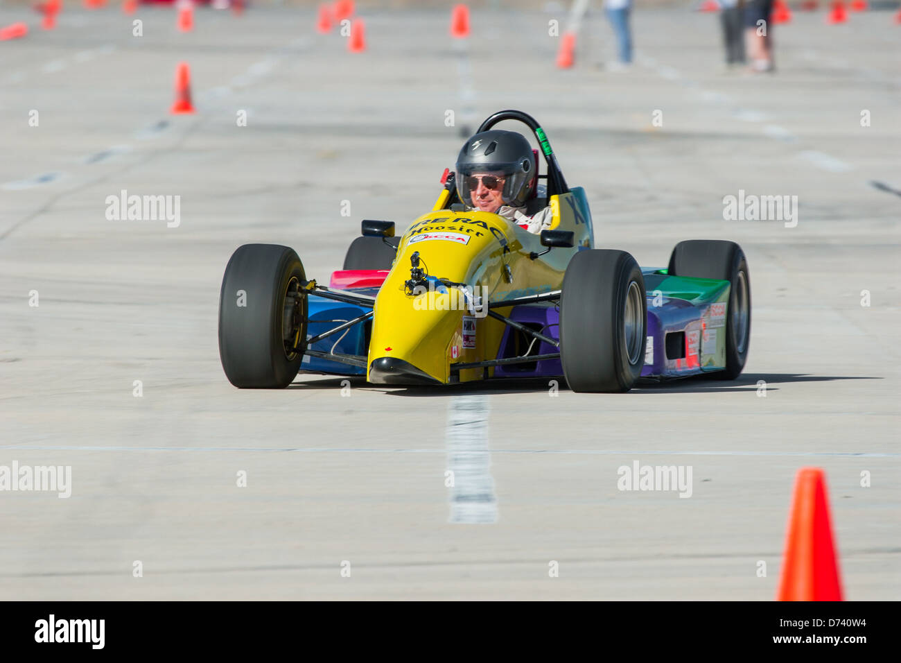 A 1988 Reynard Yellow Formula Ford Open Wheel Race Car open wheel race
