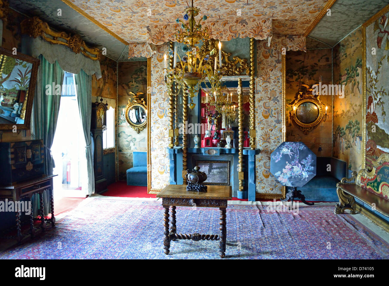The Blue Room at Hauteville House (Victor Hugo's house), Hauteville, Saint Peter Port, Guernsey, Channel Islands Stock Photo