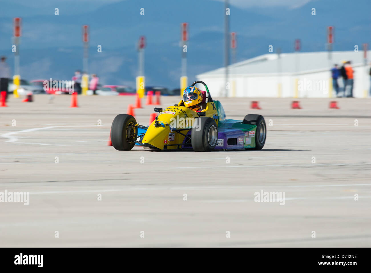 A 1988 Reynard Yellow Formula Ford Open Wheel Race Car open wheel race