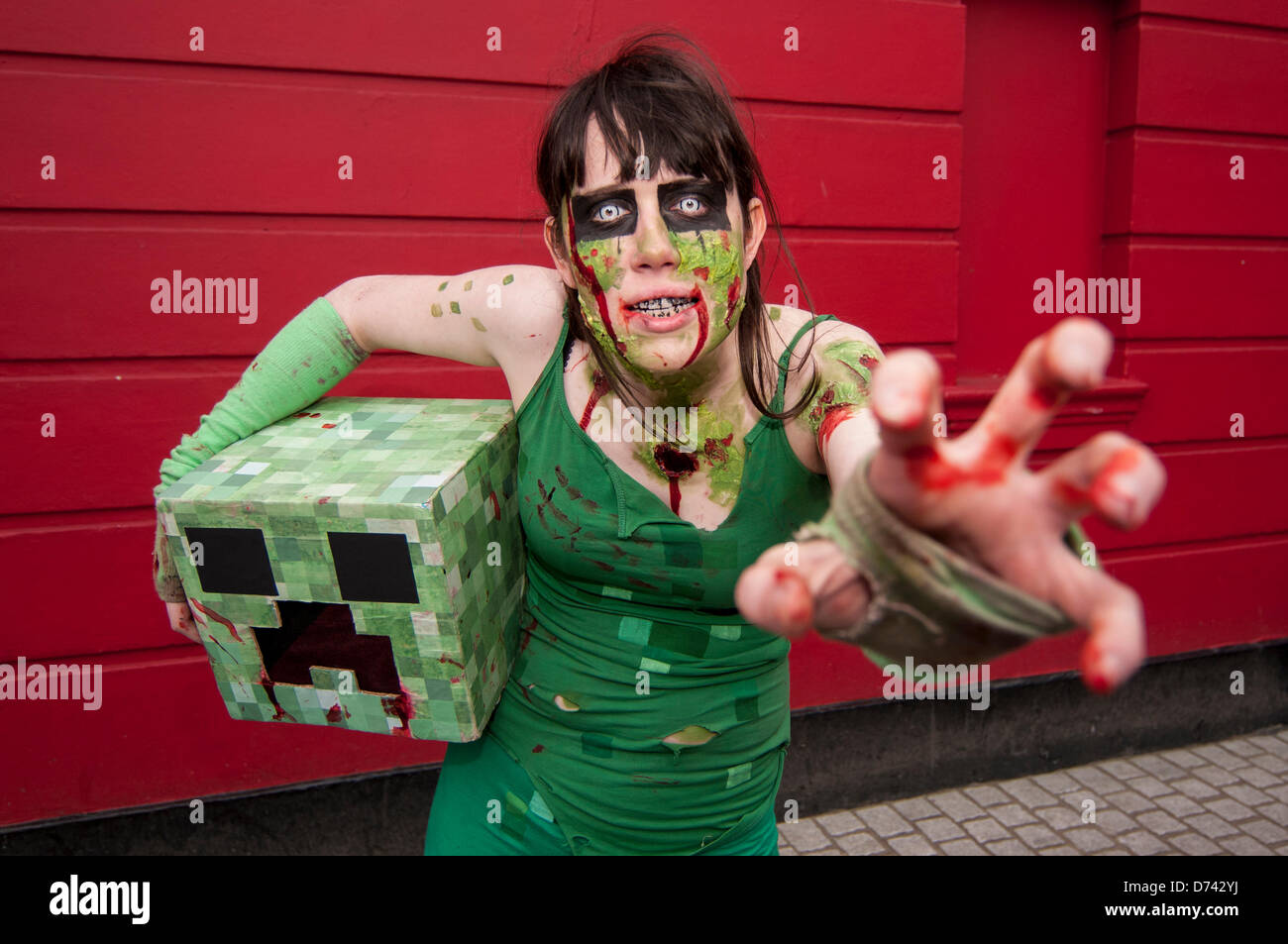 Creeper Minecraft Made Paper Real Life Stock Photo 2058235523