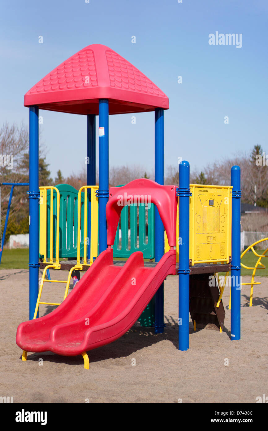 Children's Playground Slides, Outdoors School Grounds Stock Photo - Alamy