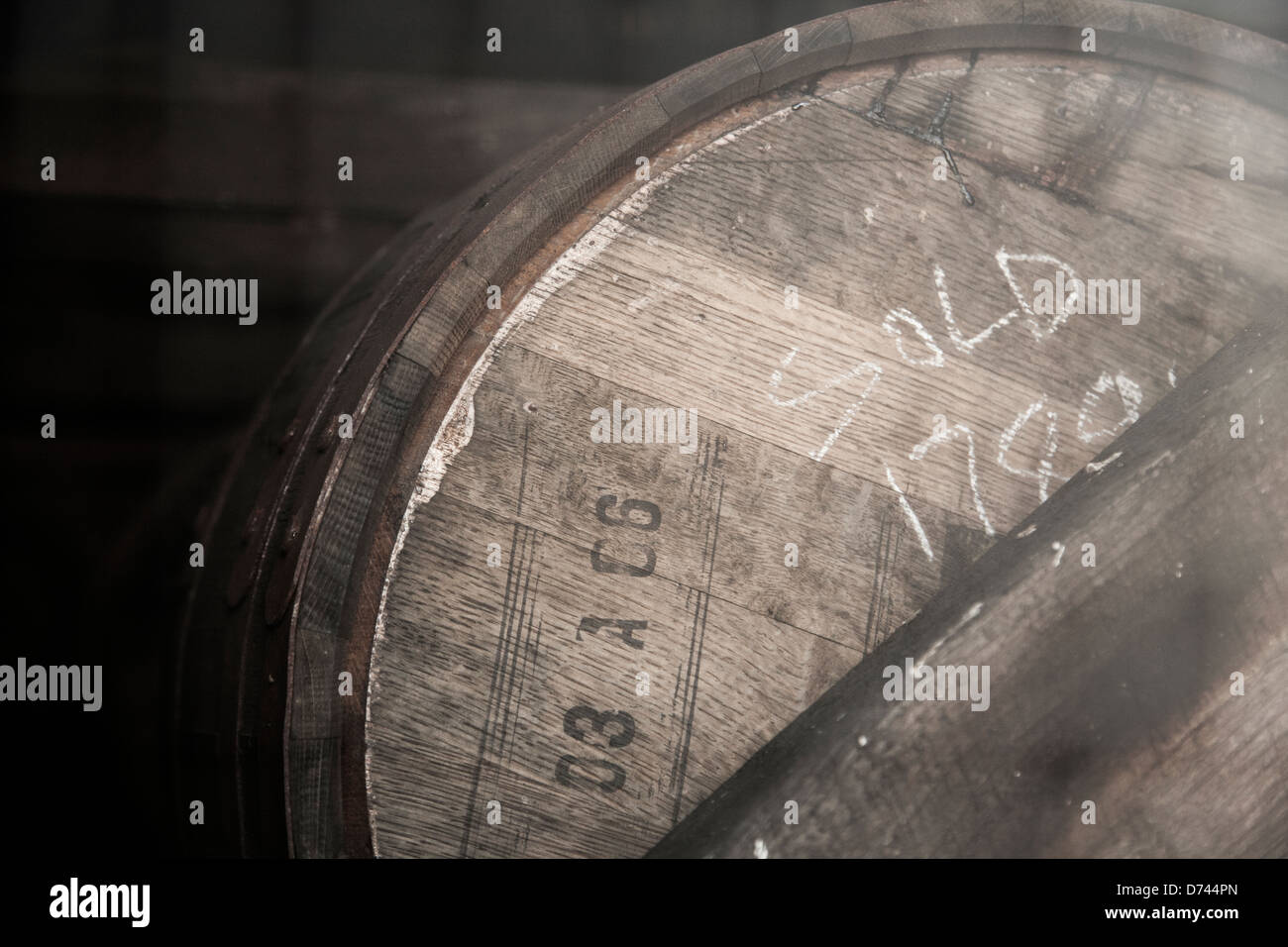 Bourbon Barrel in storage Stock Photo