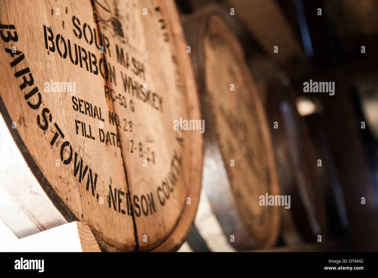 Wooden bourbon barrel Stock Photo
