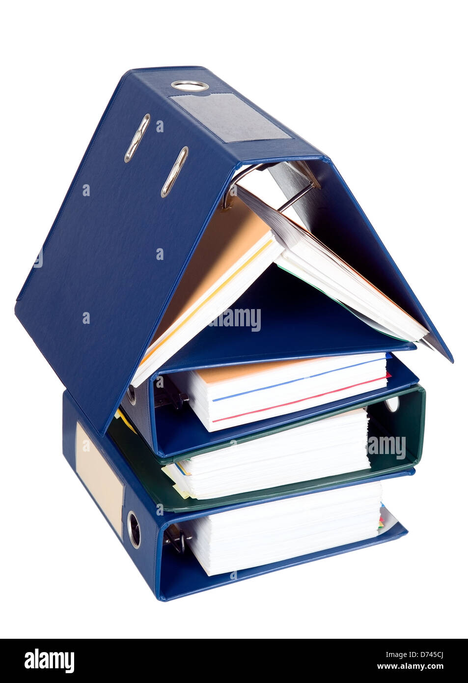 House shape made from many business documents and catalogs Stock Photo
