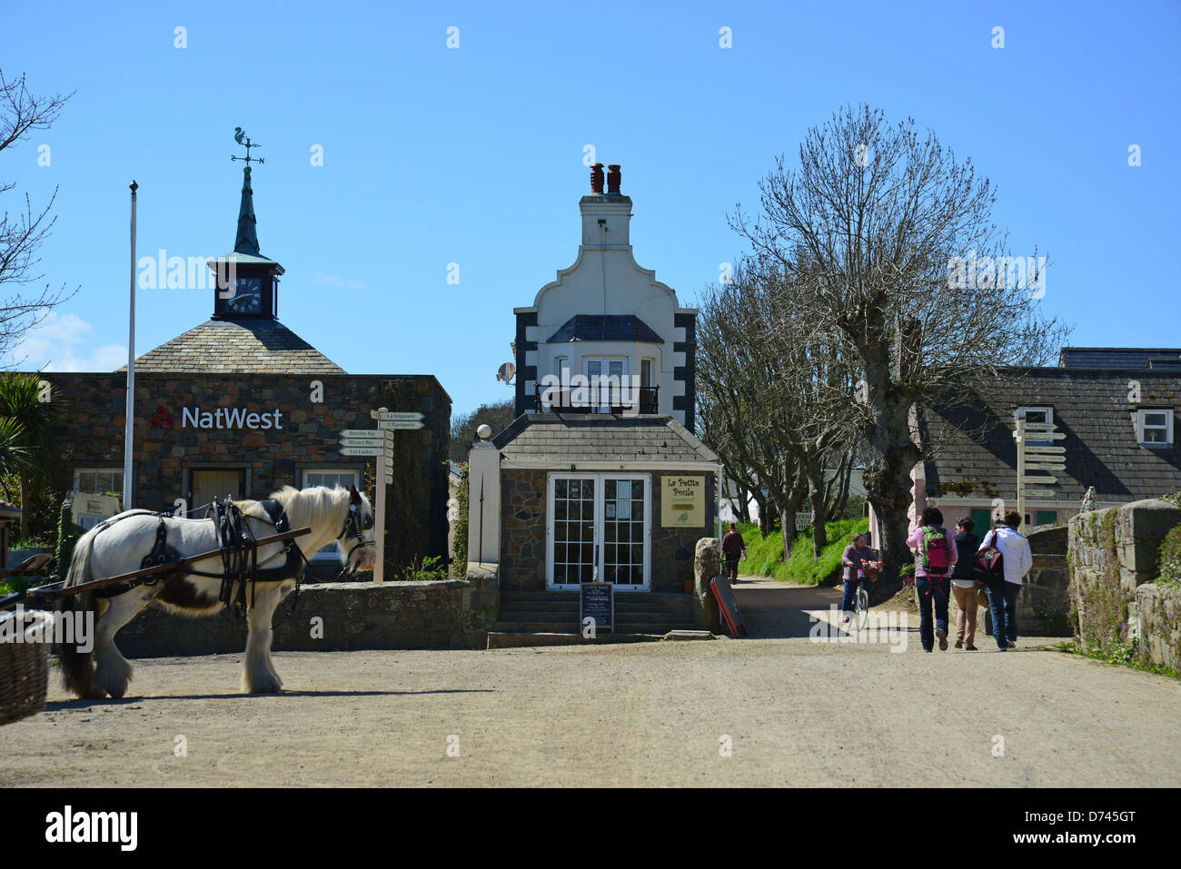 Main square, Greater Sark, Sark, Bailiwick of Guernsey, Channel Islands Stock Photo