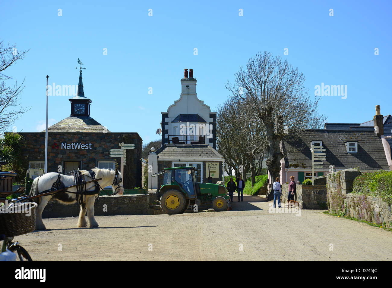 Main square, Greater Sark, Sark, Bailiwick of Guernsey, Channel Islands Stock Photo