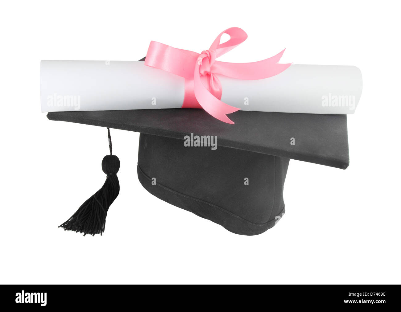 Graduation cap and diploma on white background Stock Photo - Alamy