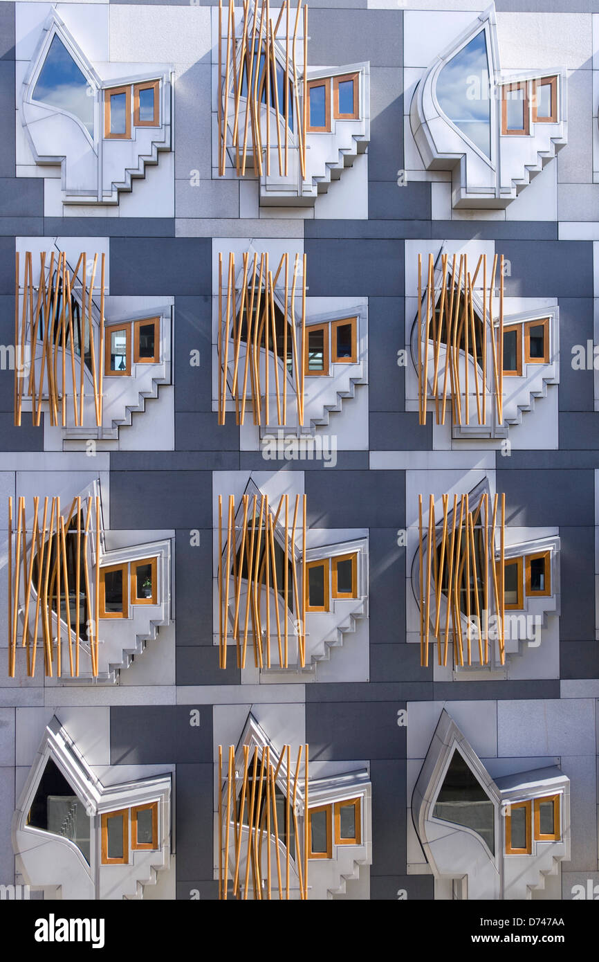 Detail of the windows of the Scottish Parliament. Stock Photo