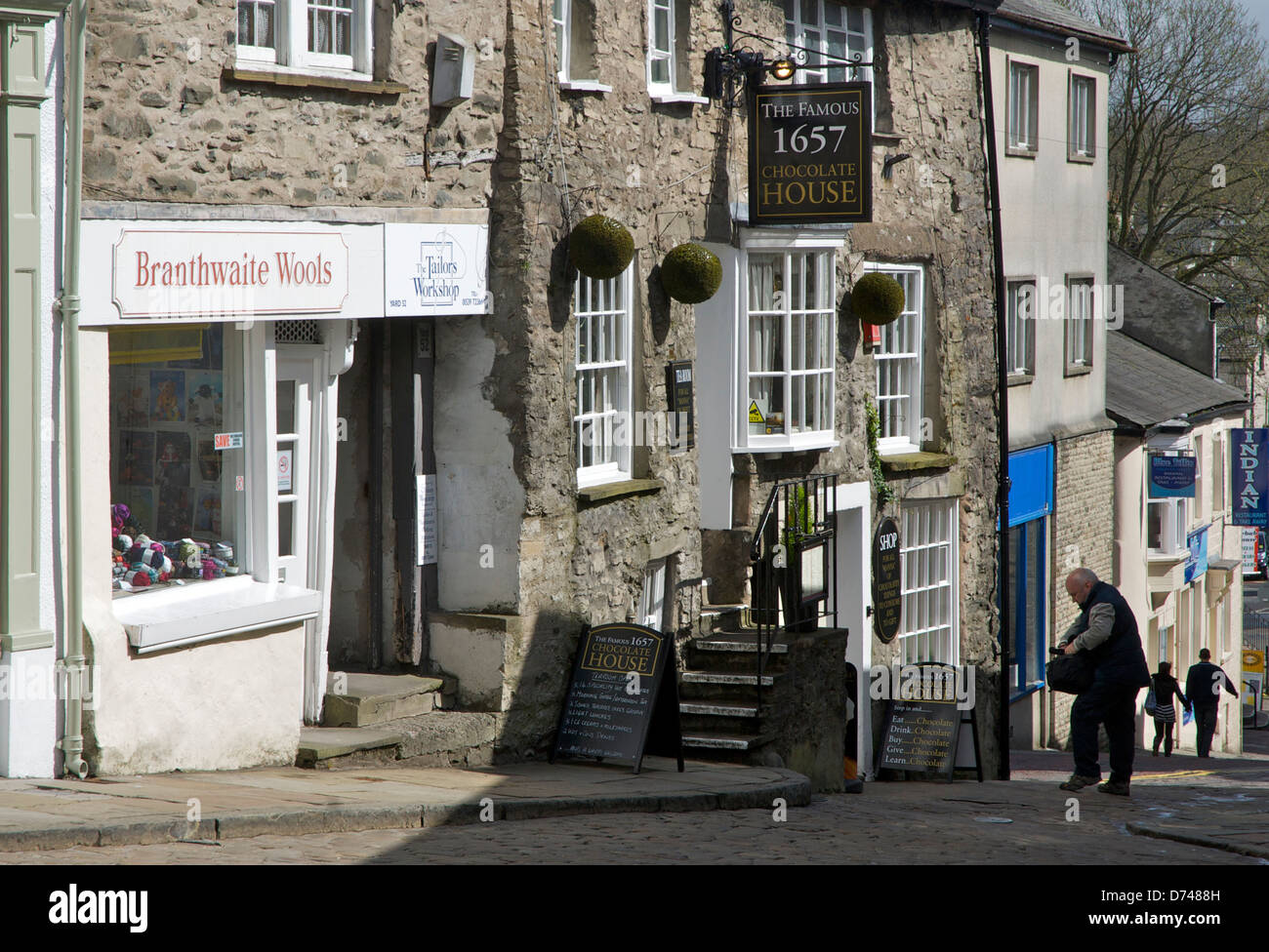 Shops on Branthwaite Brow, Kendal, Cumbria, England UK Stock Photo Alamy