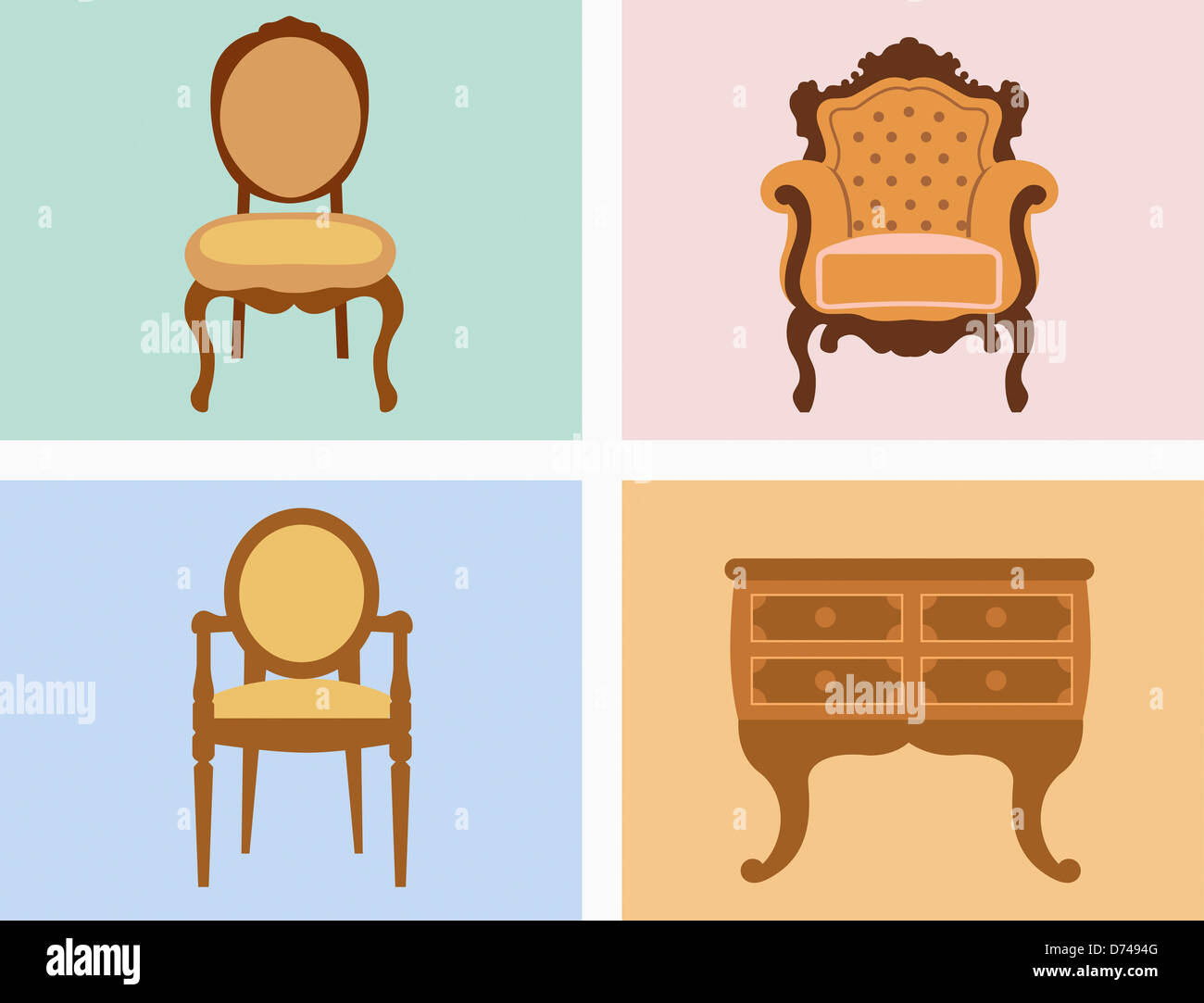 icon set related to antique furniture Stock Photo Alamy