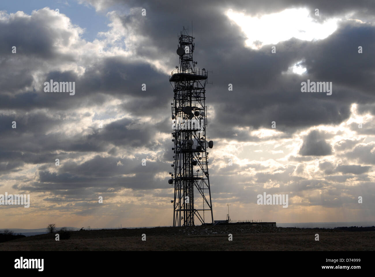 Radio communications tower, Butser Hill, Hampshire Stock Photo Alamy