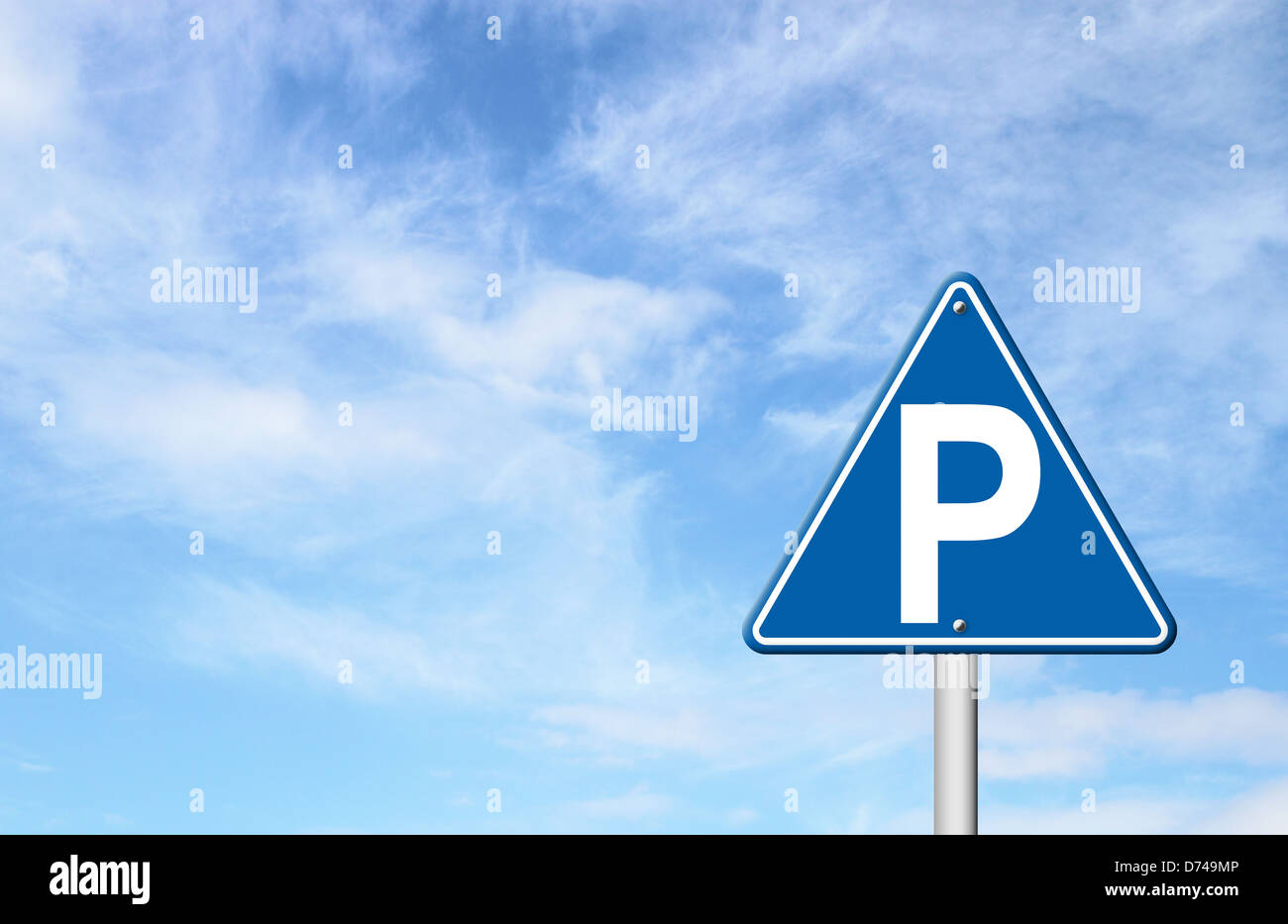 parking sign with blue sky blank for text Stock Photo - Alamy