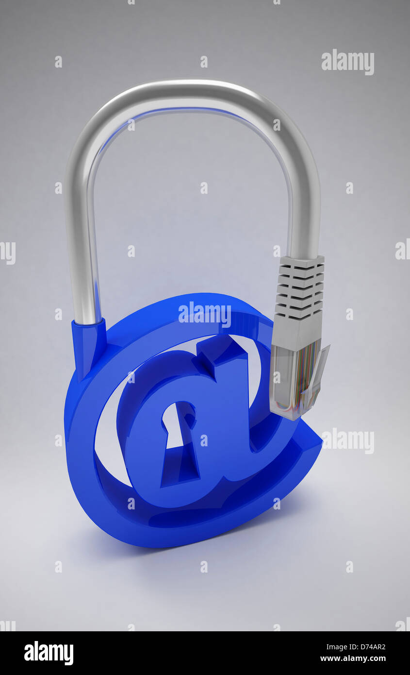 a lock with internet symbol design Stock Photo