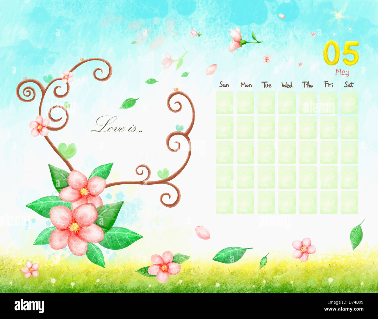 illustration calendar template of May Stock Photo - Alamy