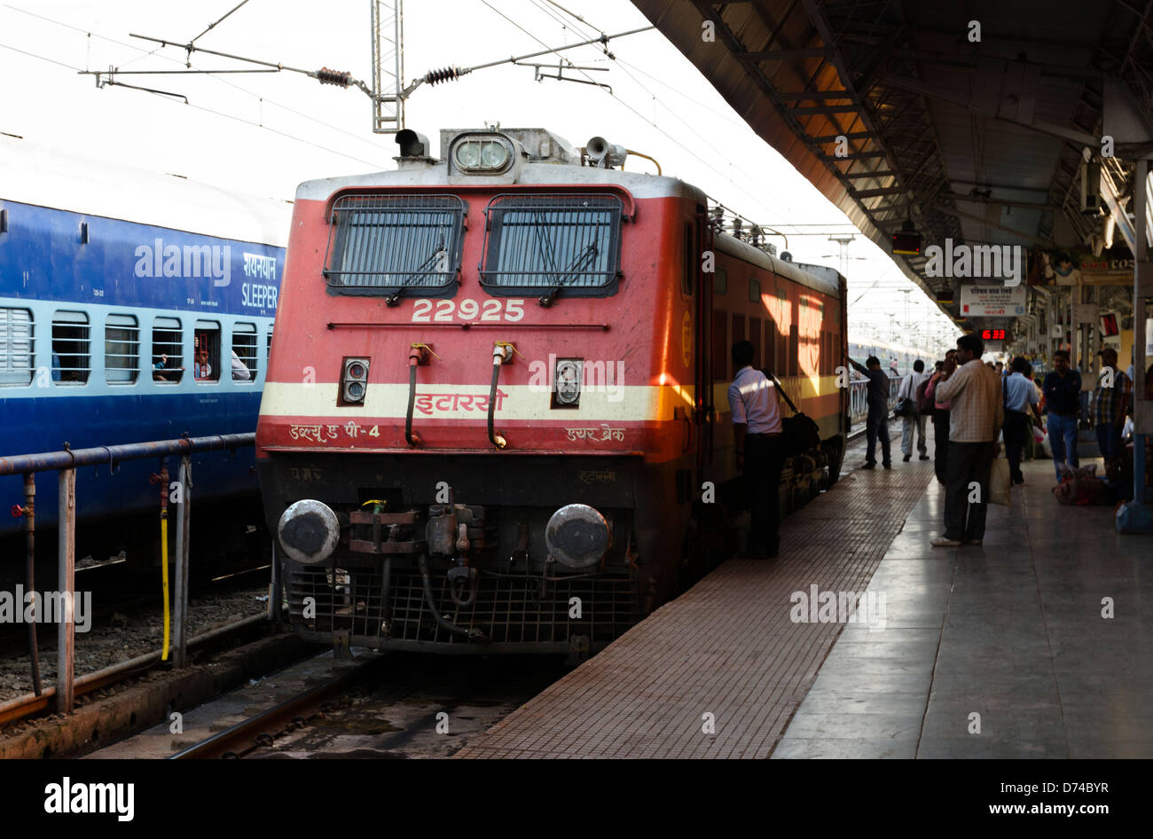 indian railways,electric locomotive,22925,katni junction,madhya pradesh,india Stock Photo