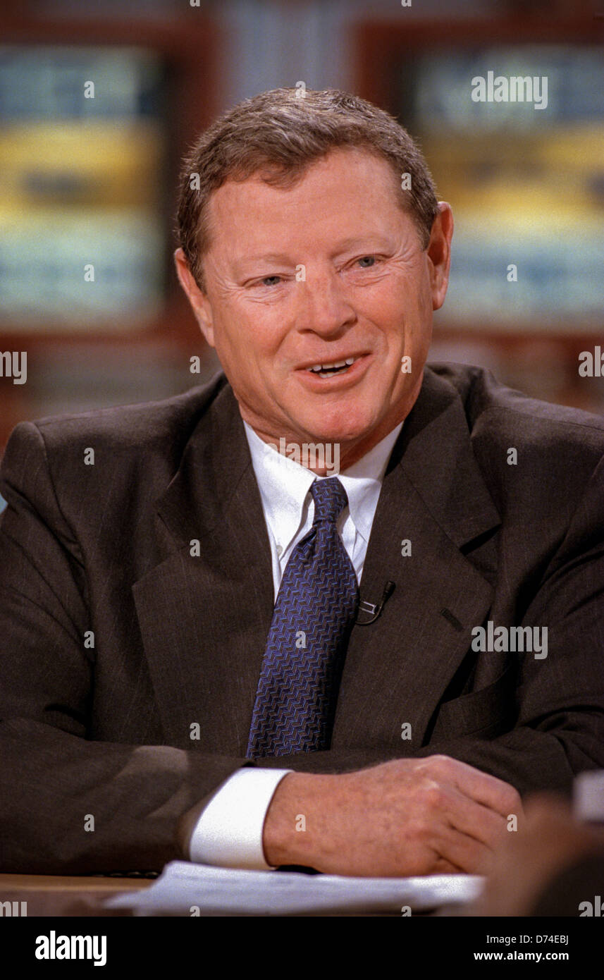 Senator James Inhofe (R-OK) discusses the ongoing Senate trial of President Clinton during NBC's Meet the Press January 17, 1999 in Washington, DC. Stock Photo