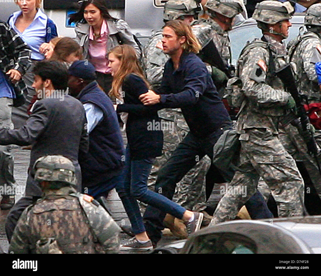 Brad Pitt 'World War Z' filming on location Glasgow, Scotland 24.08.