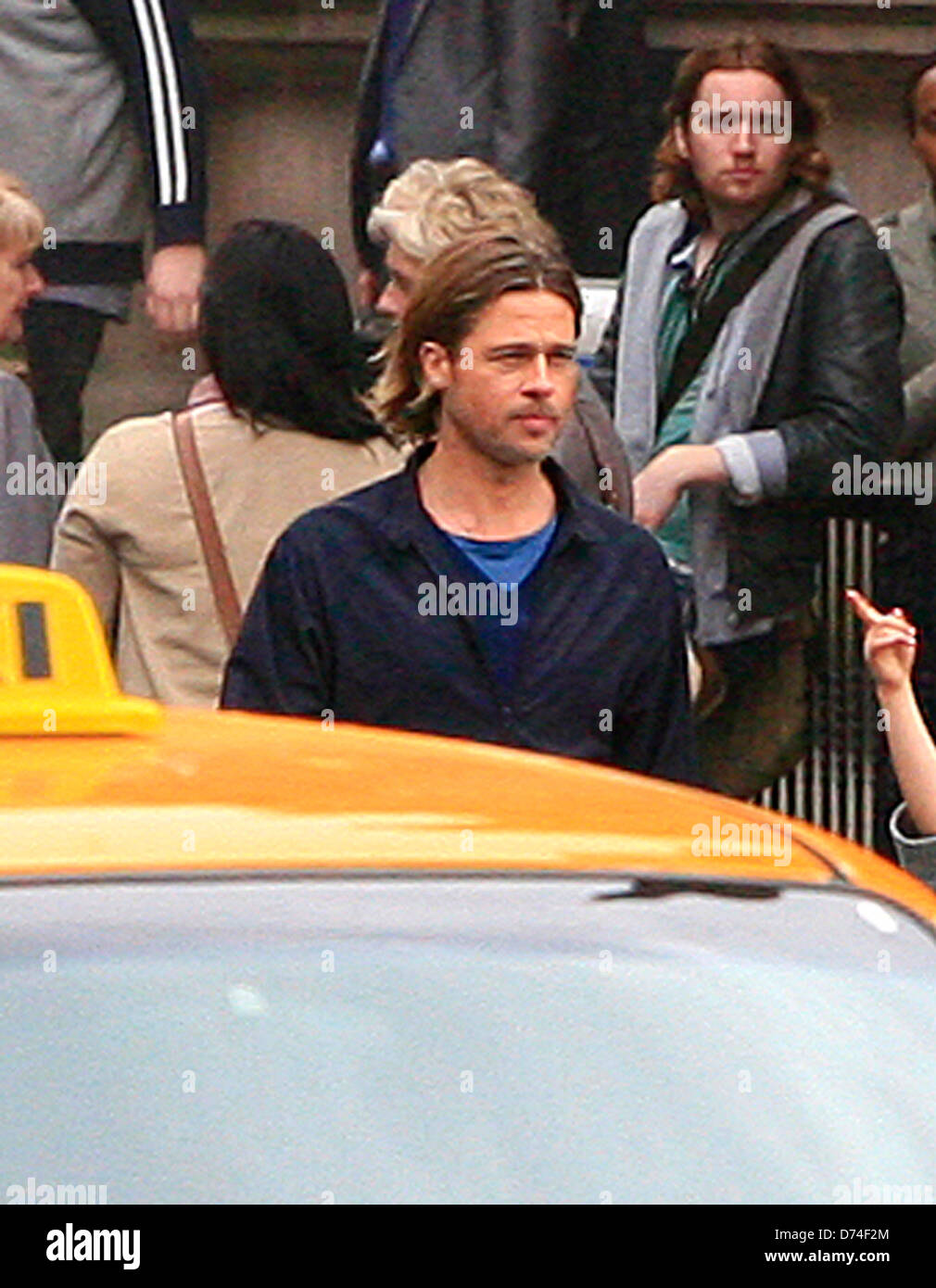 Brad Pitt 'World War Z' filming on location Glasgow, Scotland 24.08.