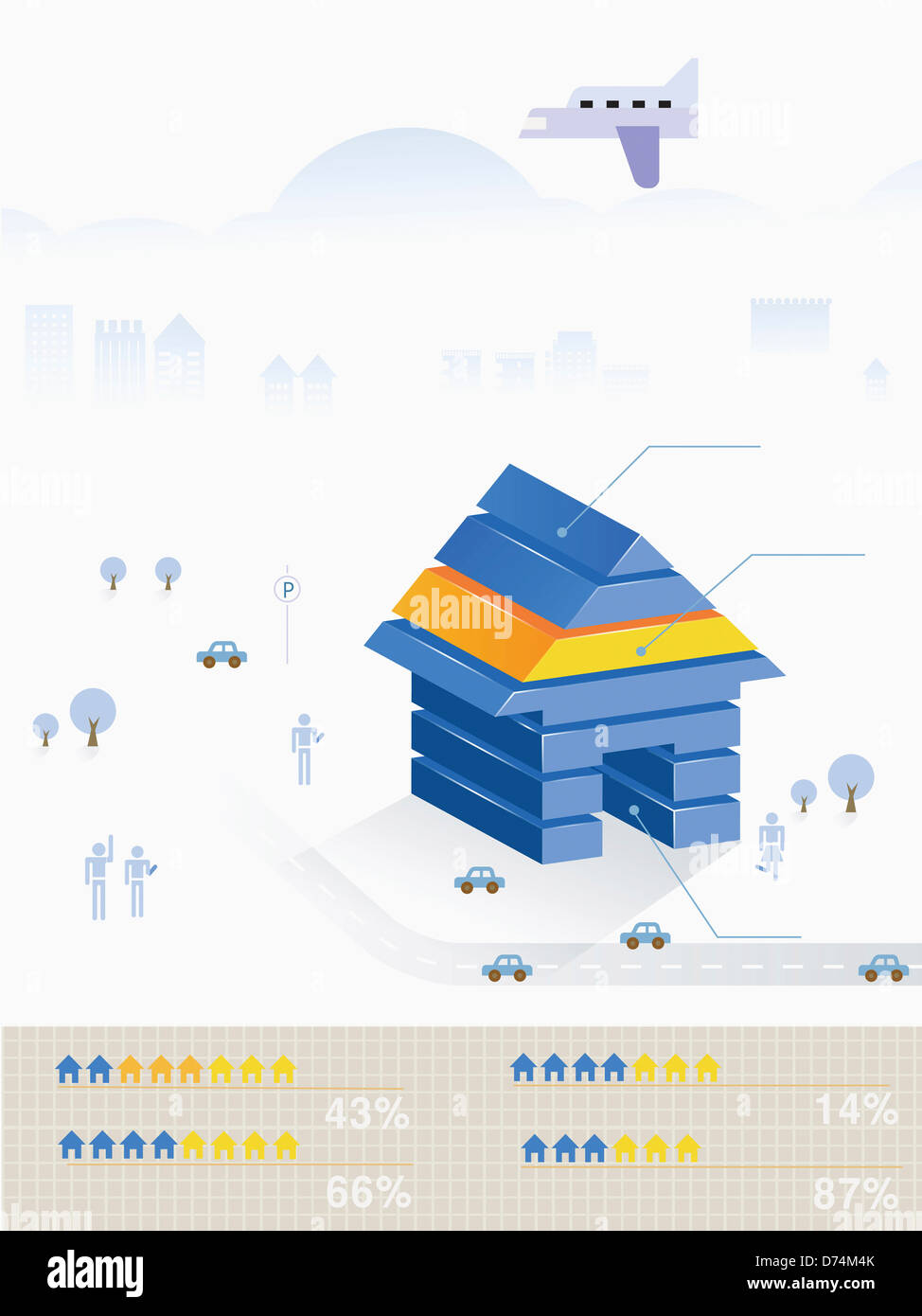 graph template design featuring house icon Stock Photo - Alamy