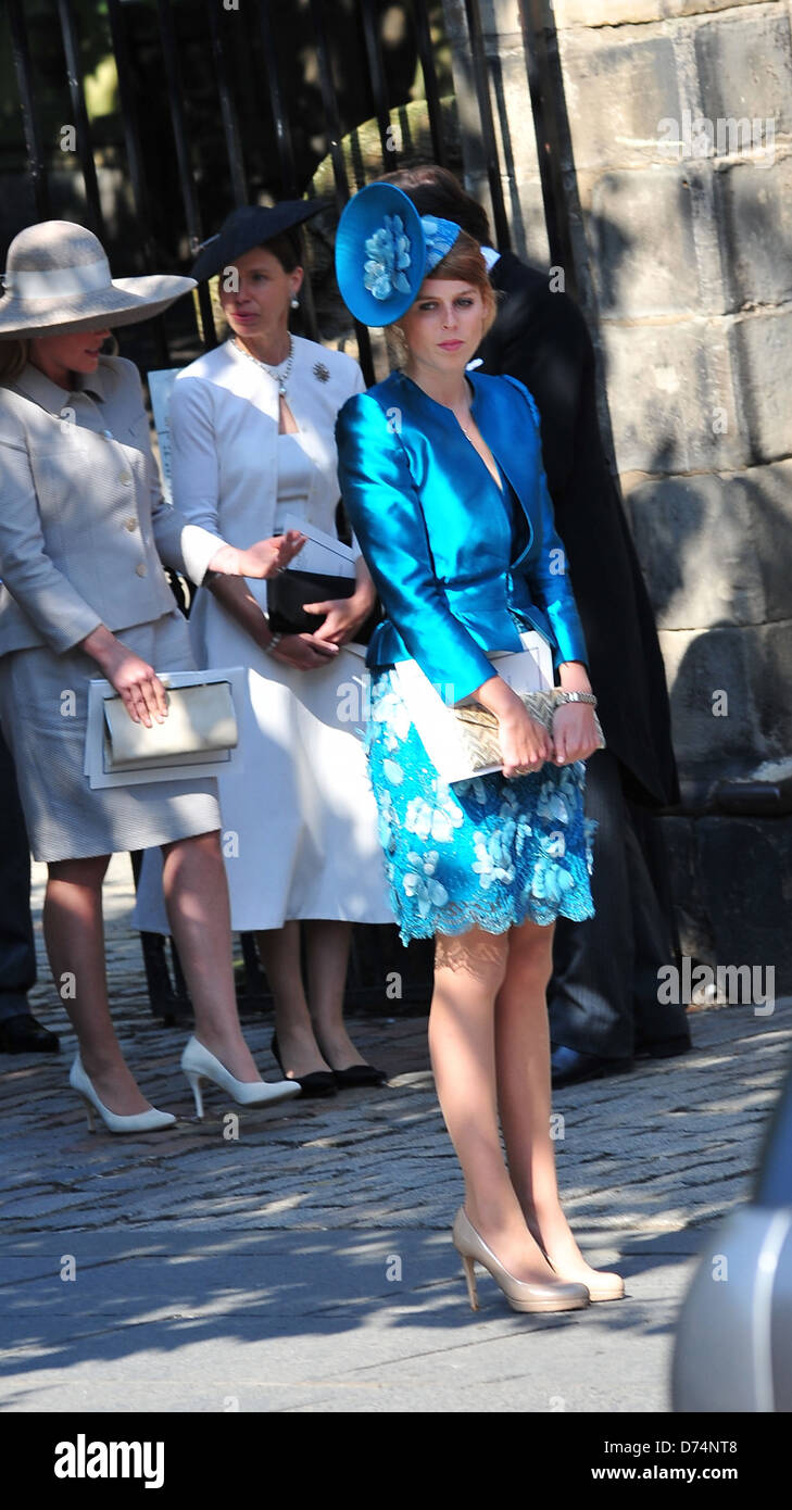 Princess Beatrice The wedding of Zara Phillips and Mike Tindall at  Canongate Kirk Edinburgh, Scotland - 30.07.11 Stock Photo - Alamy