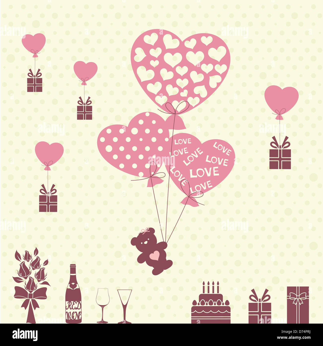 illustration of heart balloons Stock Photo - Alamy