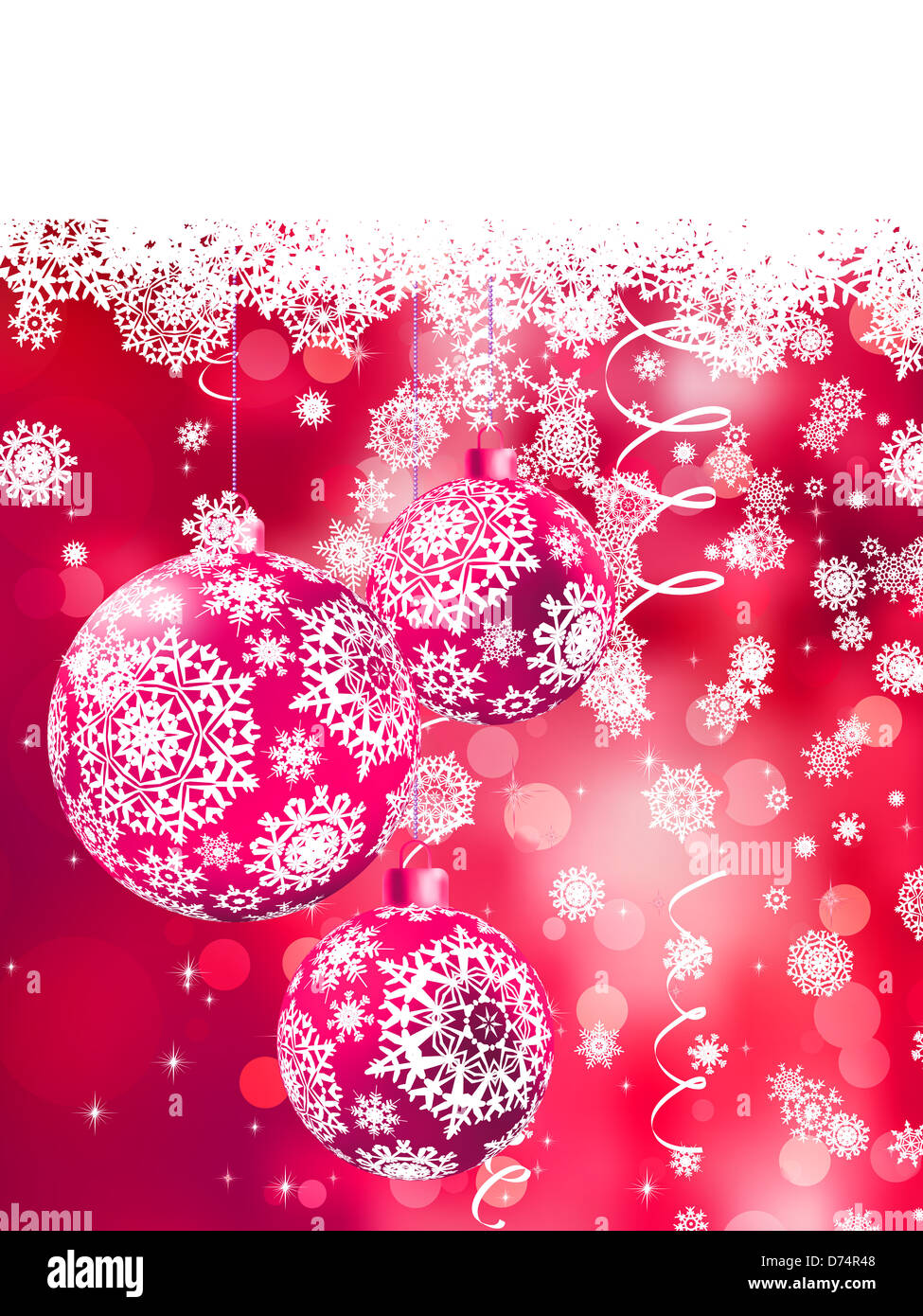 Christmas balls on abstract light background, Shallow Dof Stock Photo