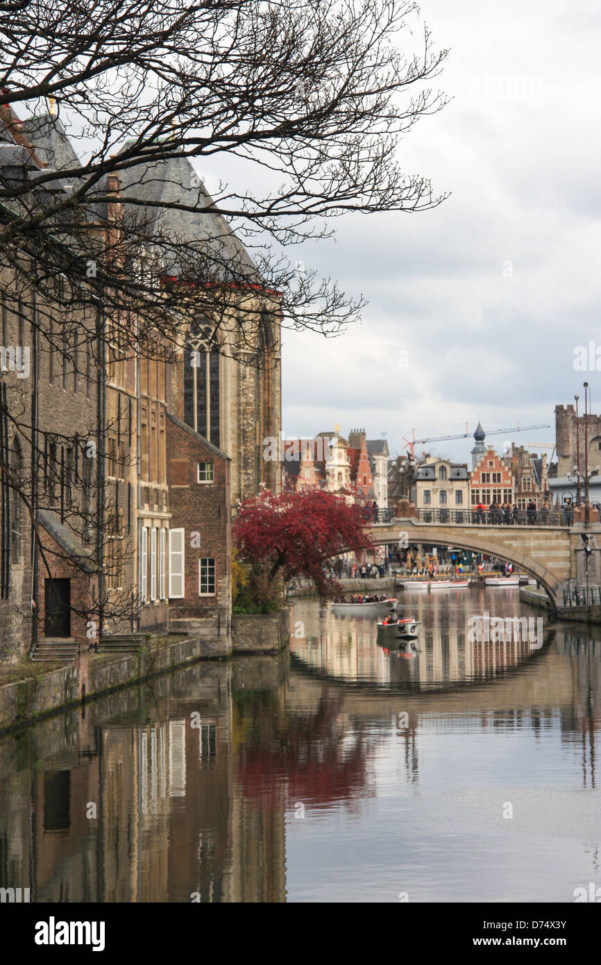 Gent historical buildings in Belgium Stock Photo