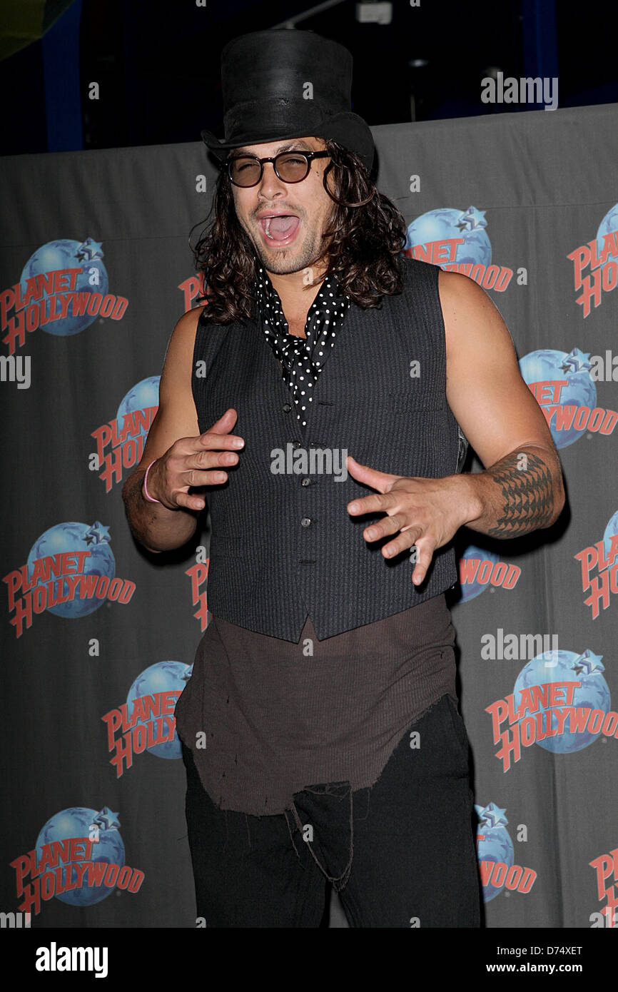 Jason Momoa promotes his starring role in 'Conan the Barbarian' with a hand print ceremony at Planet Hollywood in Times Square Stock Photo