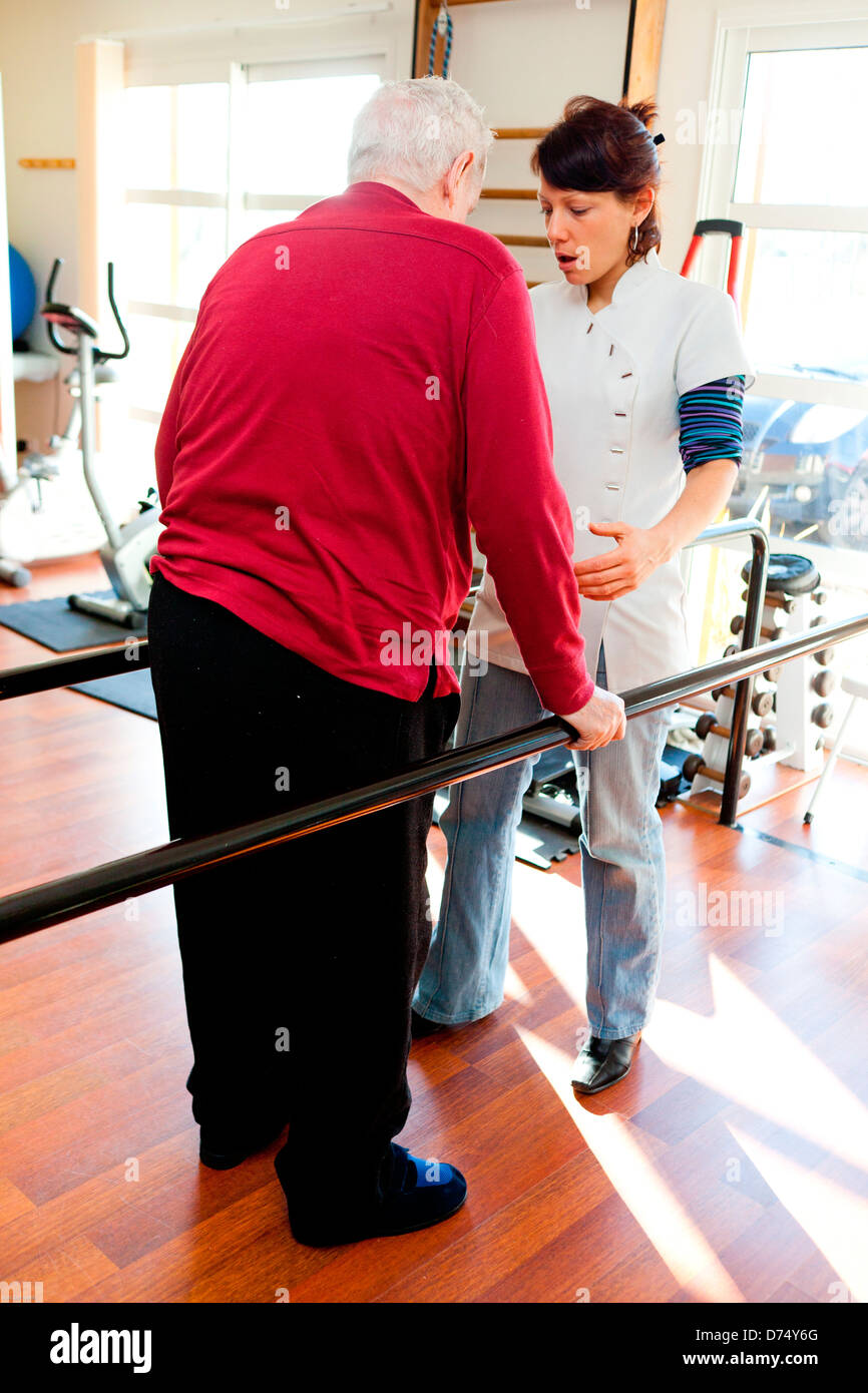 Old diabetic man who underwent a leg amputation in functional