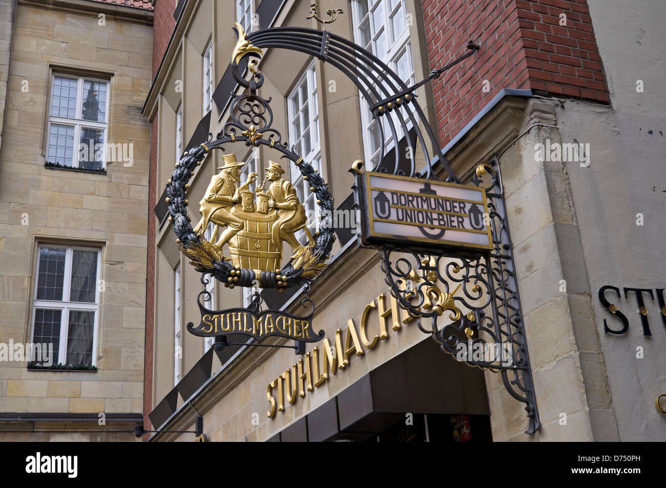Sign at Stuhlmacher Tavern in Muenster, NRW, Germany. Stock Photo
