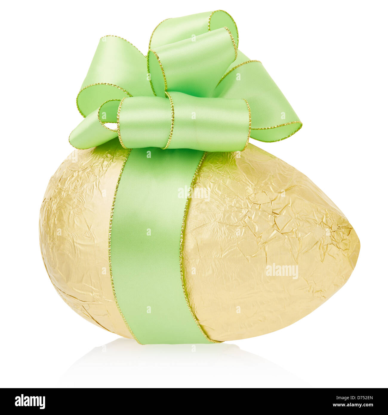 Golden Easter egg with bow Stock Photo