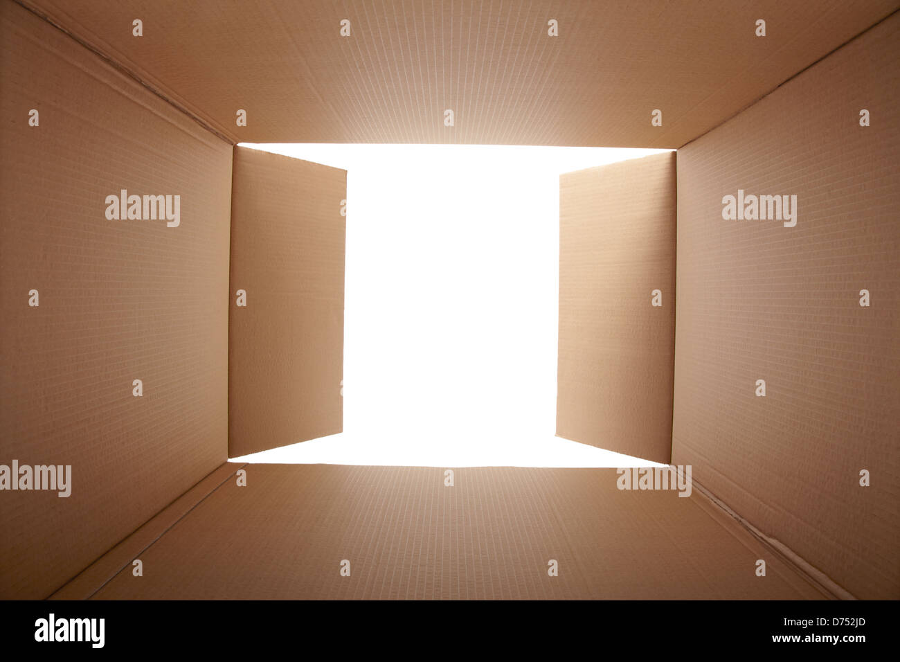 Cardboard box, inside view Stock Photo