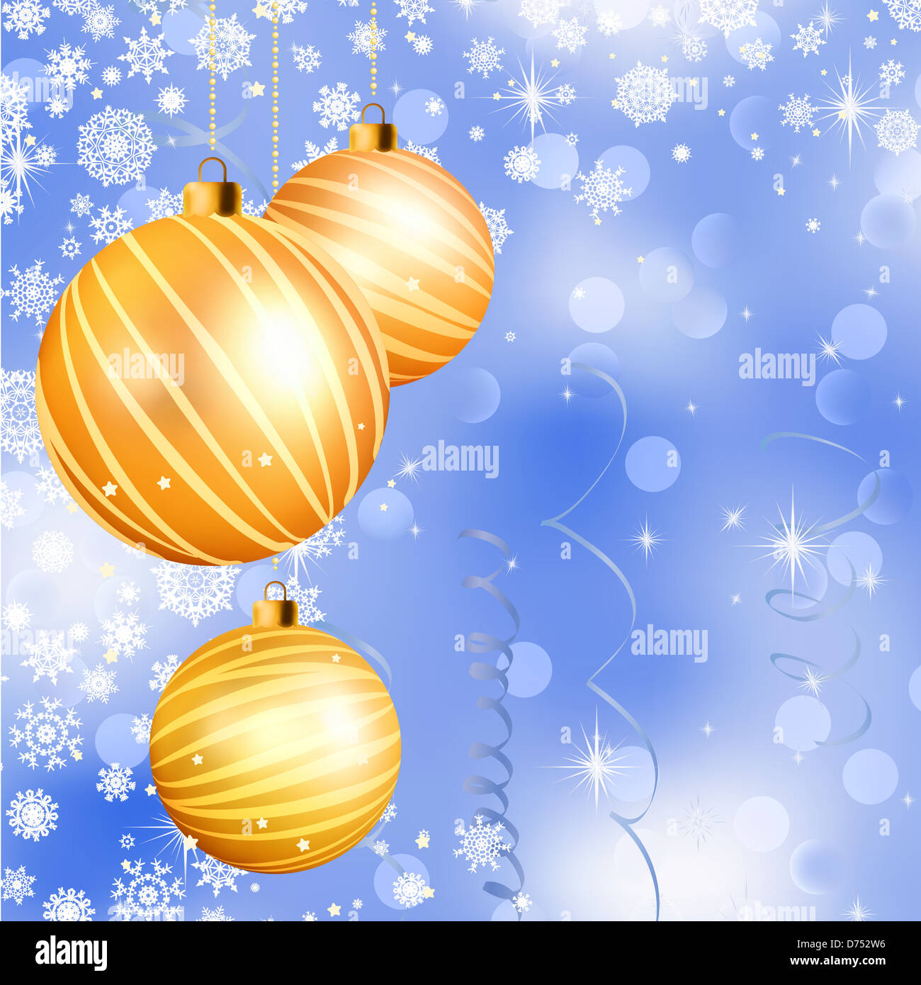 Christmas ball on abstract blue lights background Stock Photo