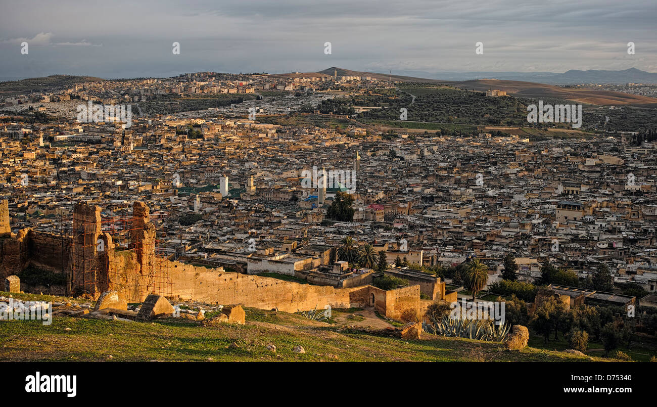 Fes City overlooking the Medina Stock Photo