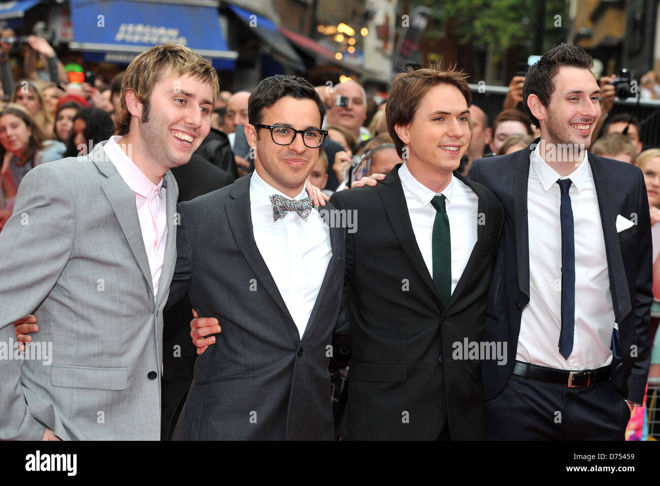 Simon Bird, James Buckley, Blake Harrison, Joe Thomas 'The Inbetweeners Movie' premiere held at the Vue West End - Arrivals Stock Photo