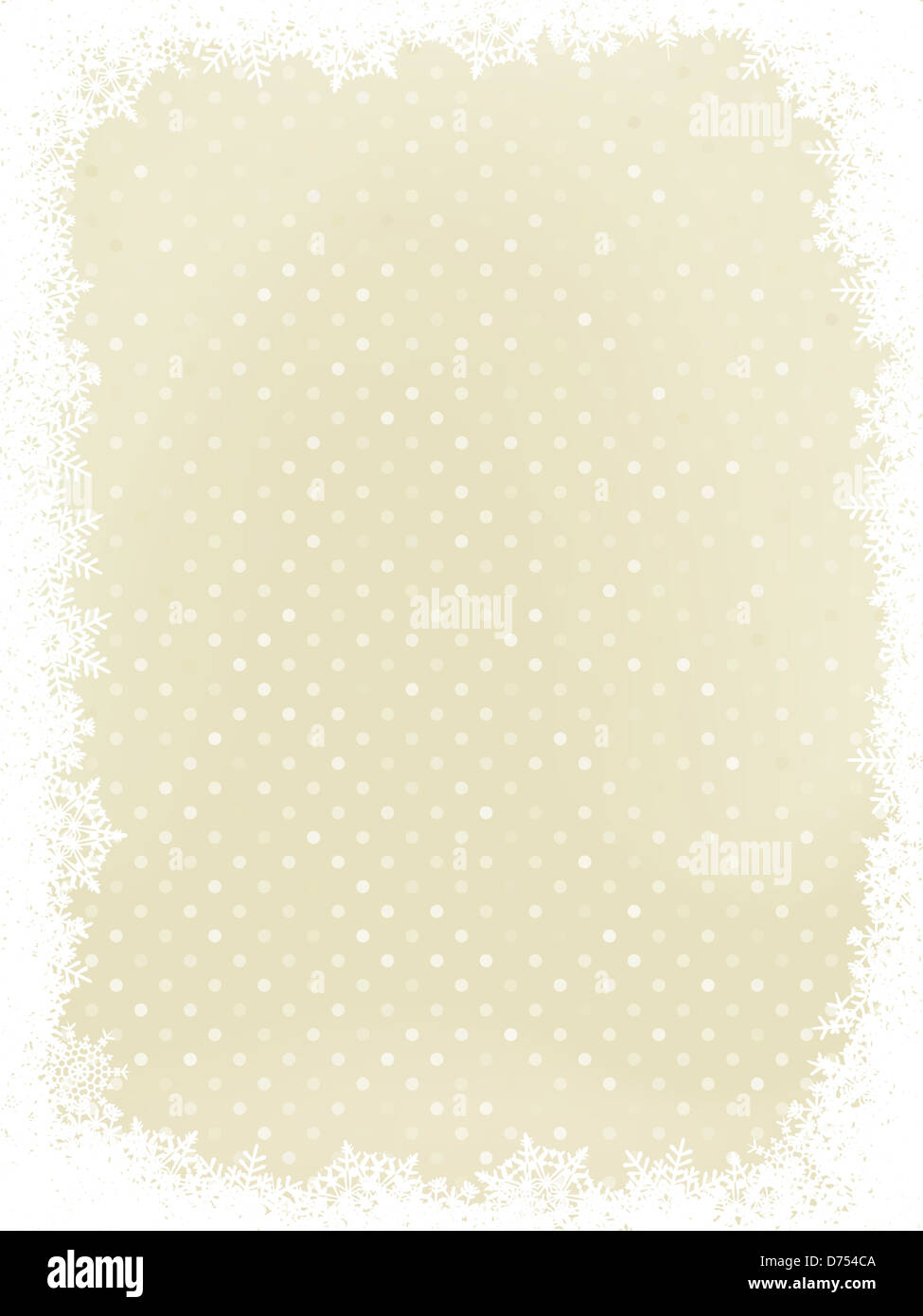 Elegant polka dot design frame with snowflakes Stock Photo