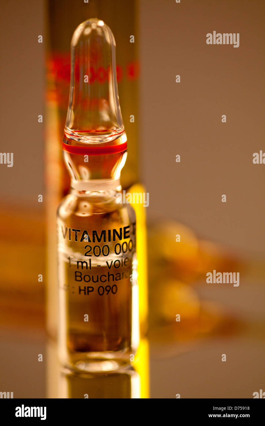 Glass ampoules of vitamin D Stock Photo Alamy