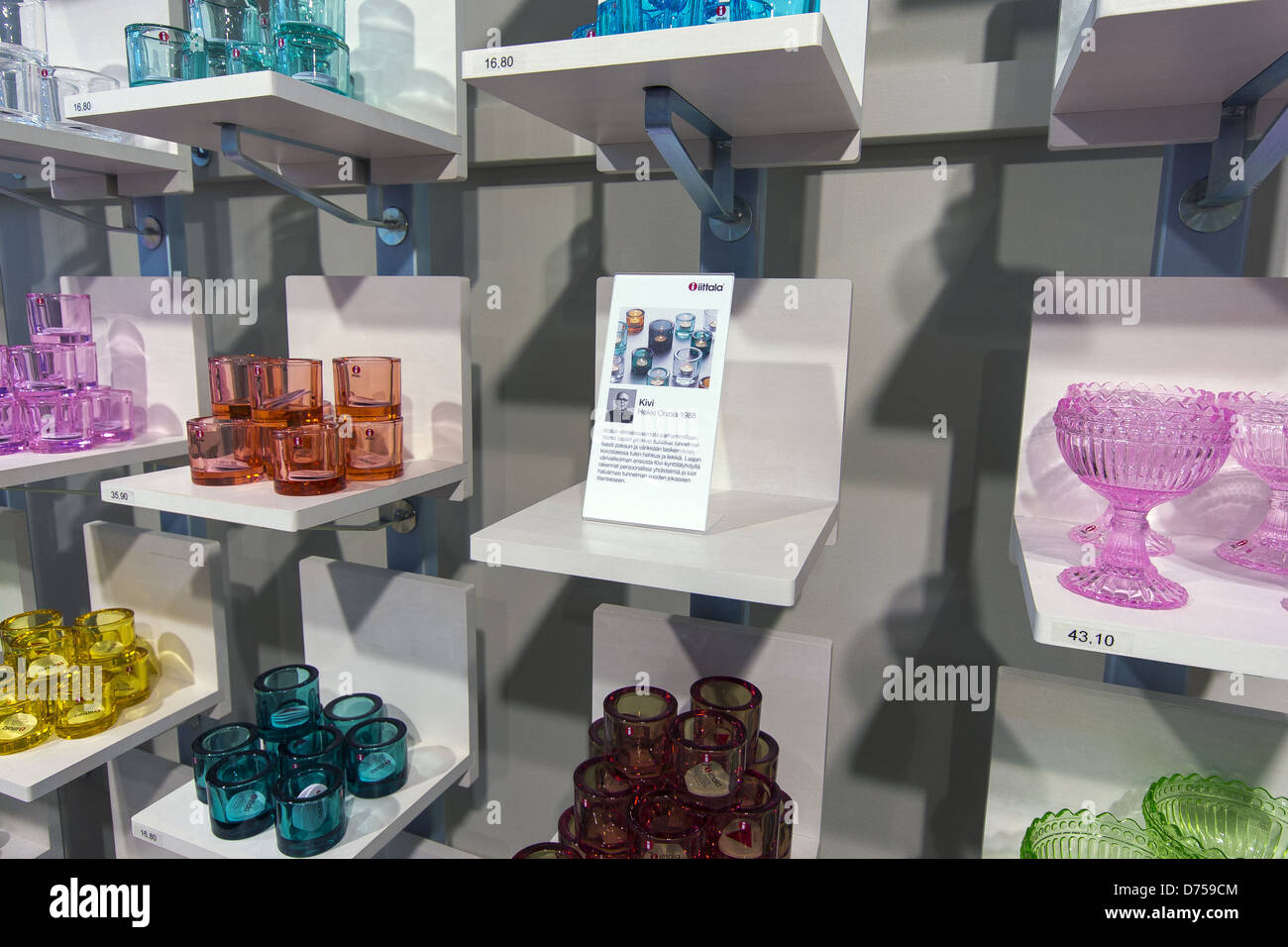 Glassware display at the iittala outlet store at the Arabia ...