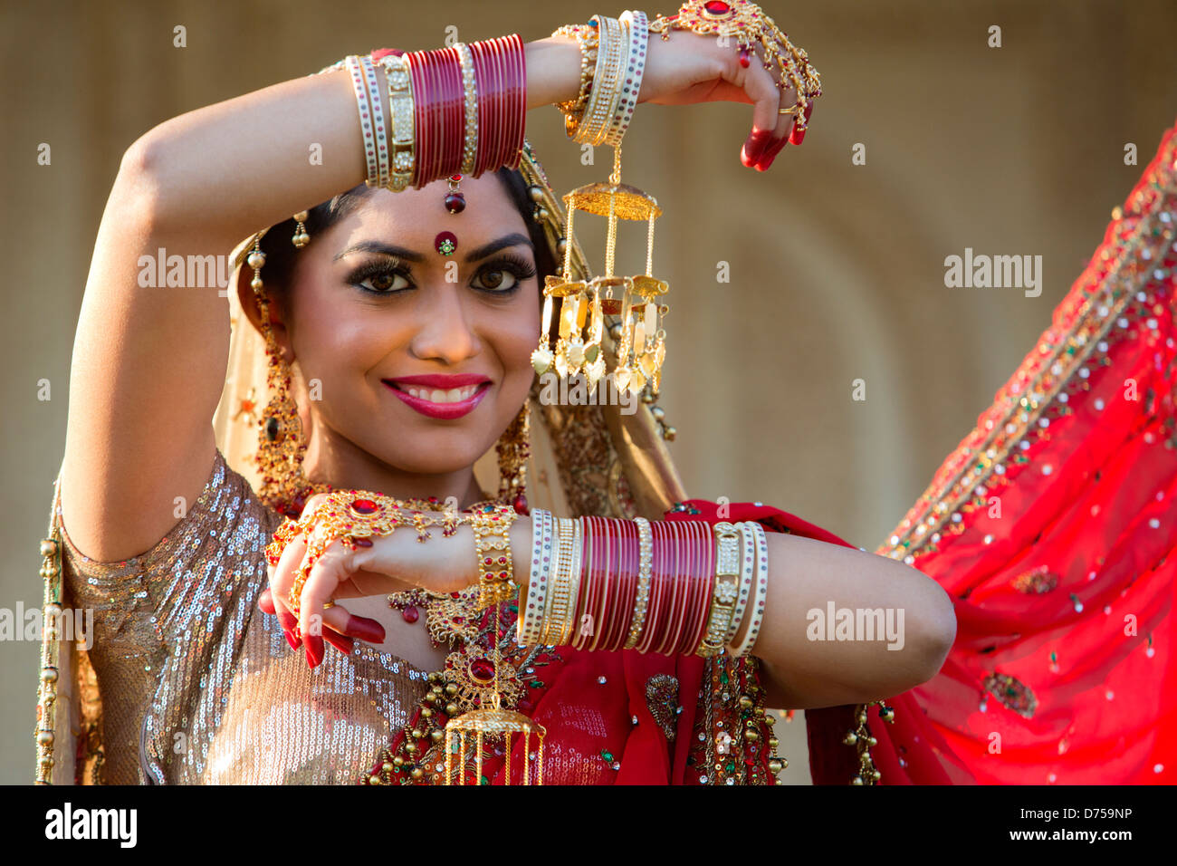 Beautiful Indian bride in traditional wedding dress and posing Stock Photo   Alamy