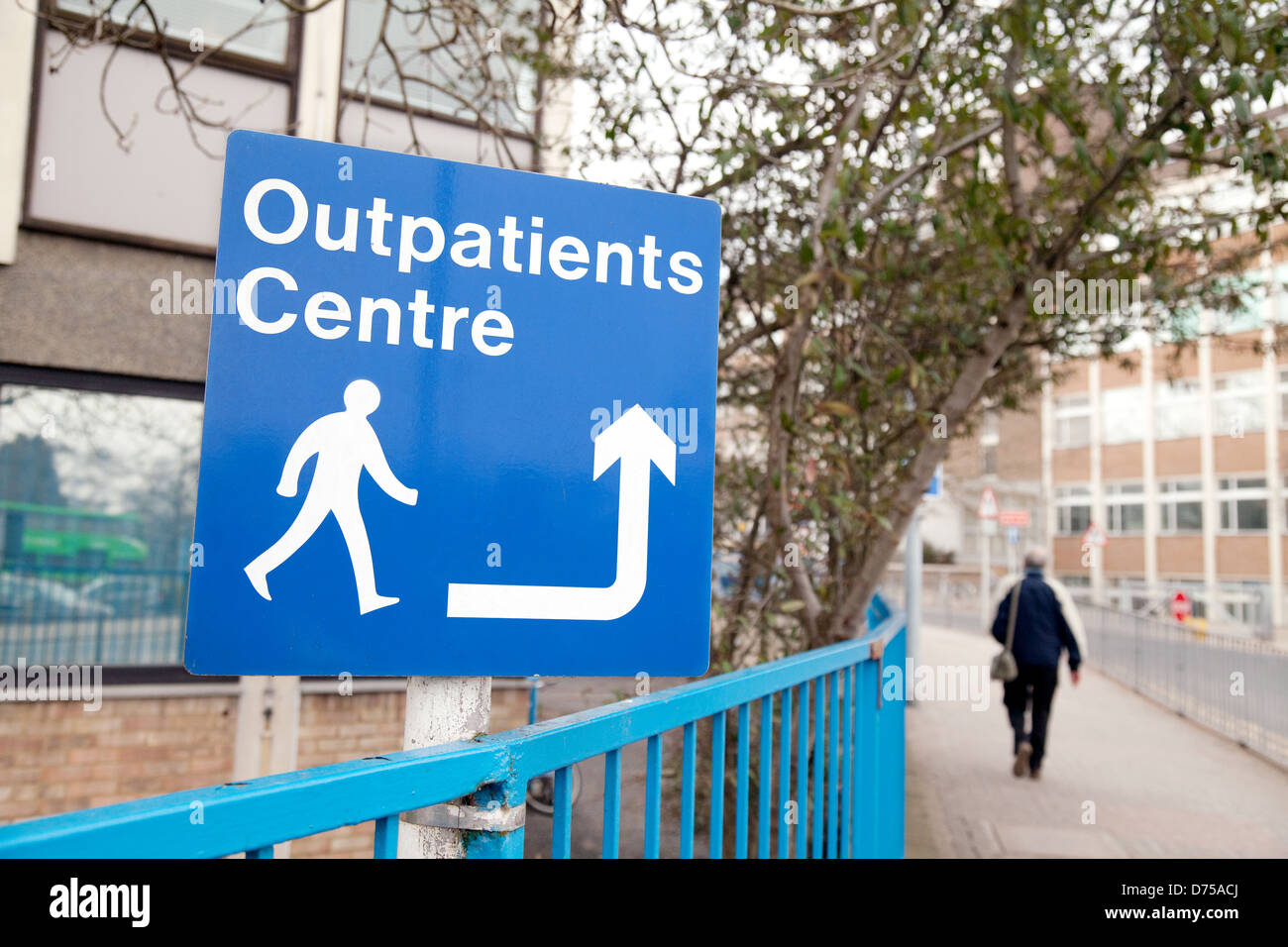 Outpatients Centre, sign for the NHS outpatient clinic, Addenbrookes Hospital cambridge UK Stock Photo