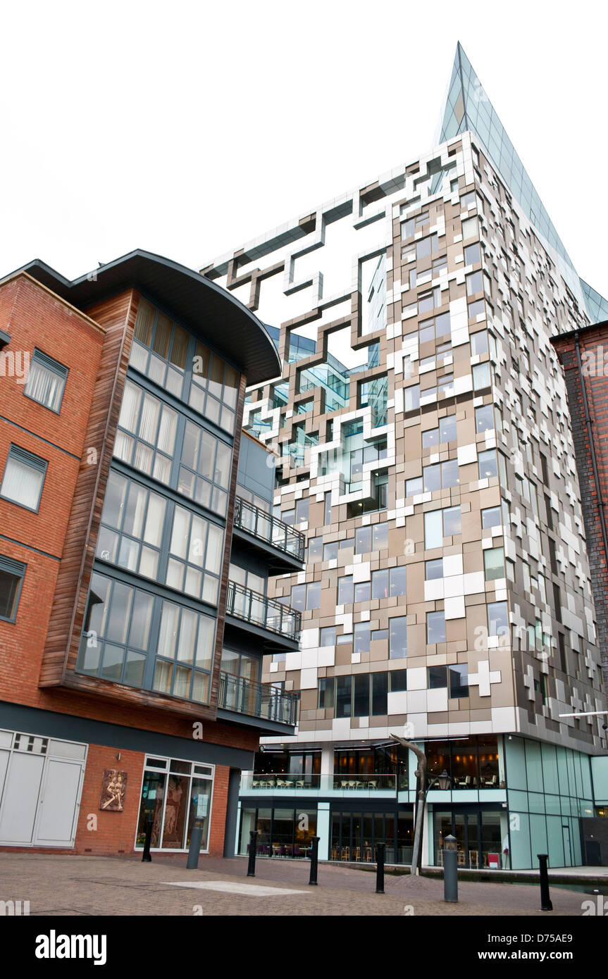 New housing development and The Cube building, Birmingham, UK Stock