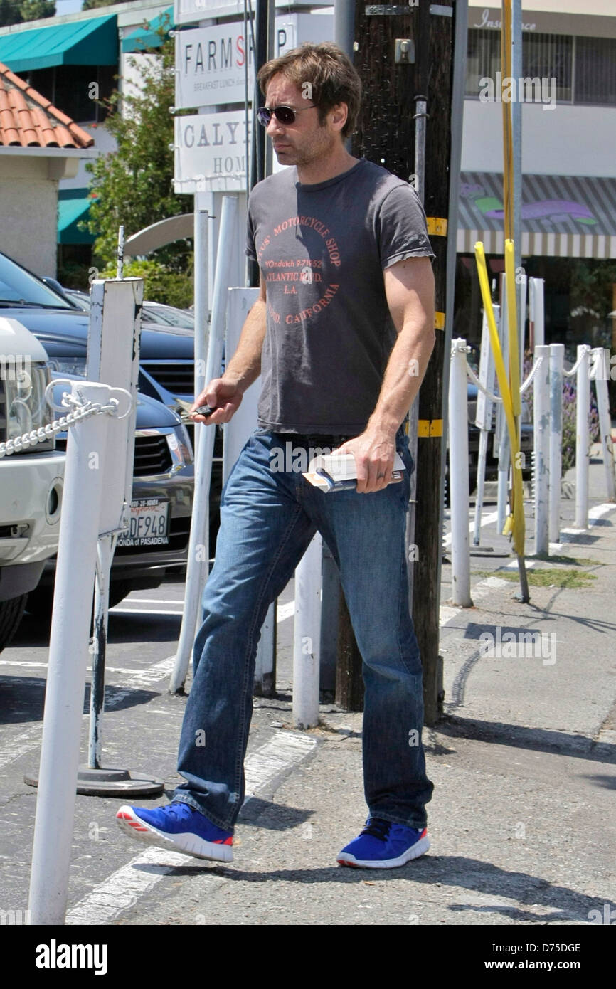 David Duchovny departs the Brentwood Country Mart Los Angeles