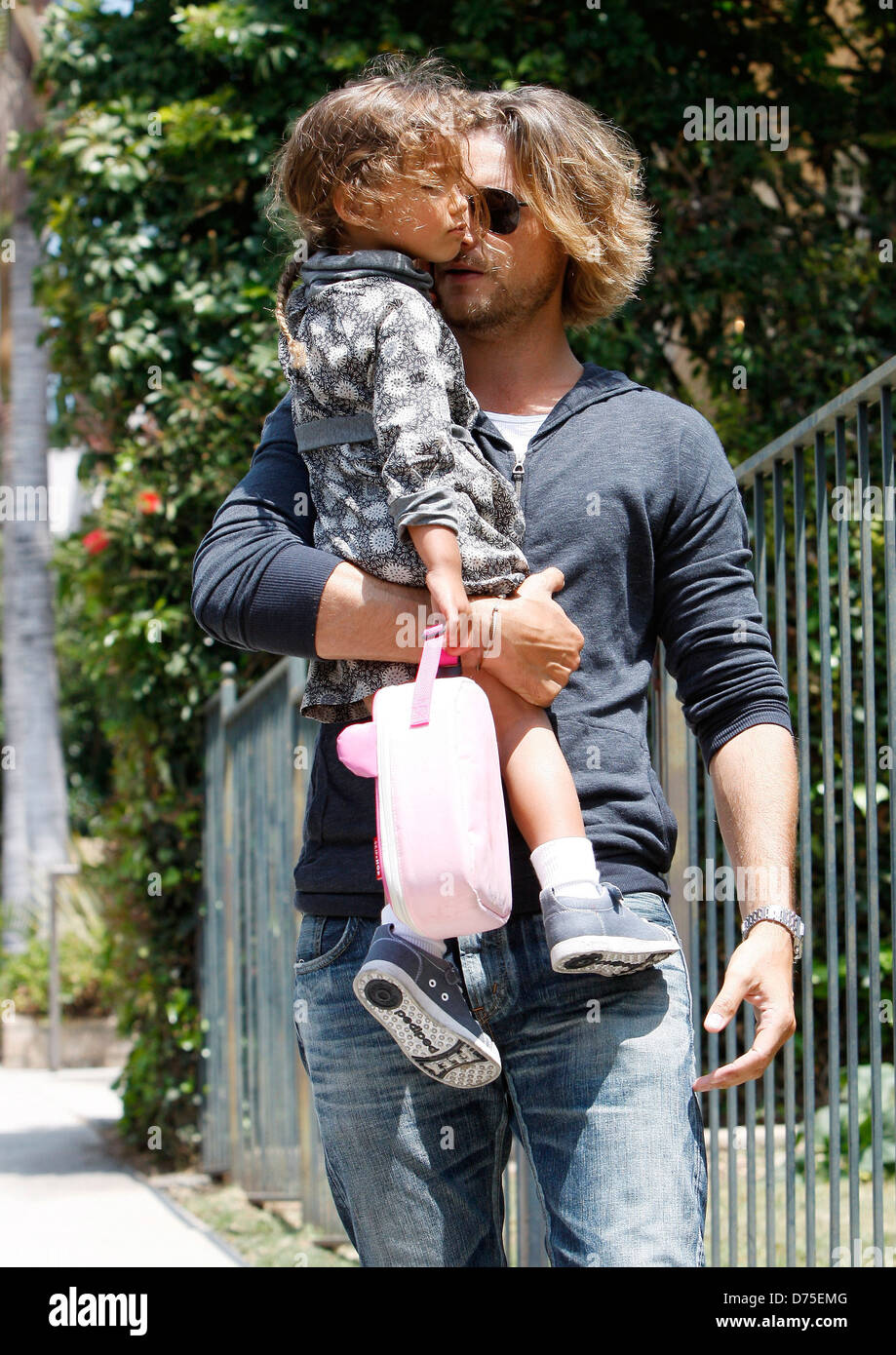 Gabriel Aubry picks up his daughter, Nahla Aubry, from school in