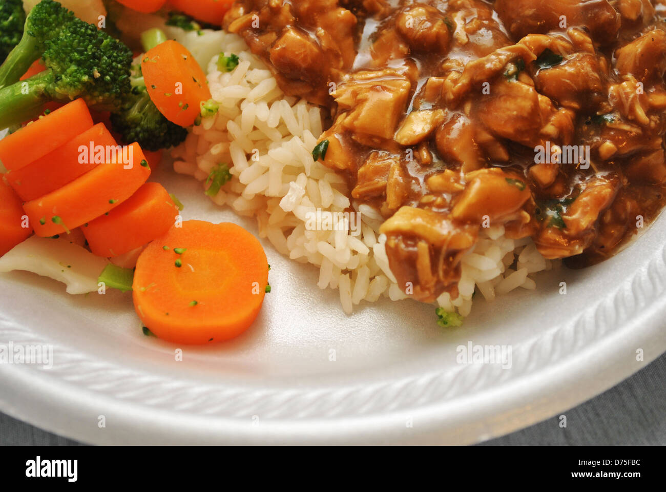 Rice with Chicken Gravy and Summer Vegetables Stock Photo Alamy