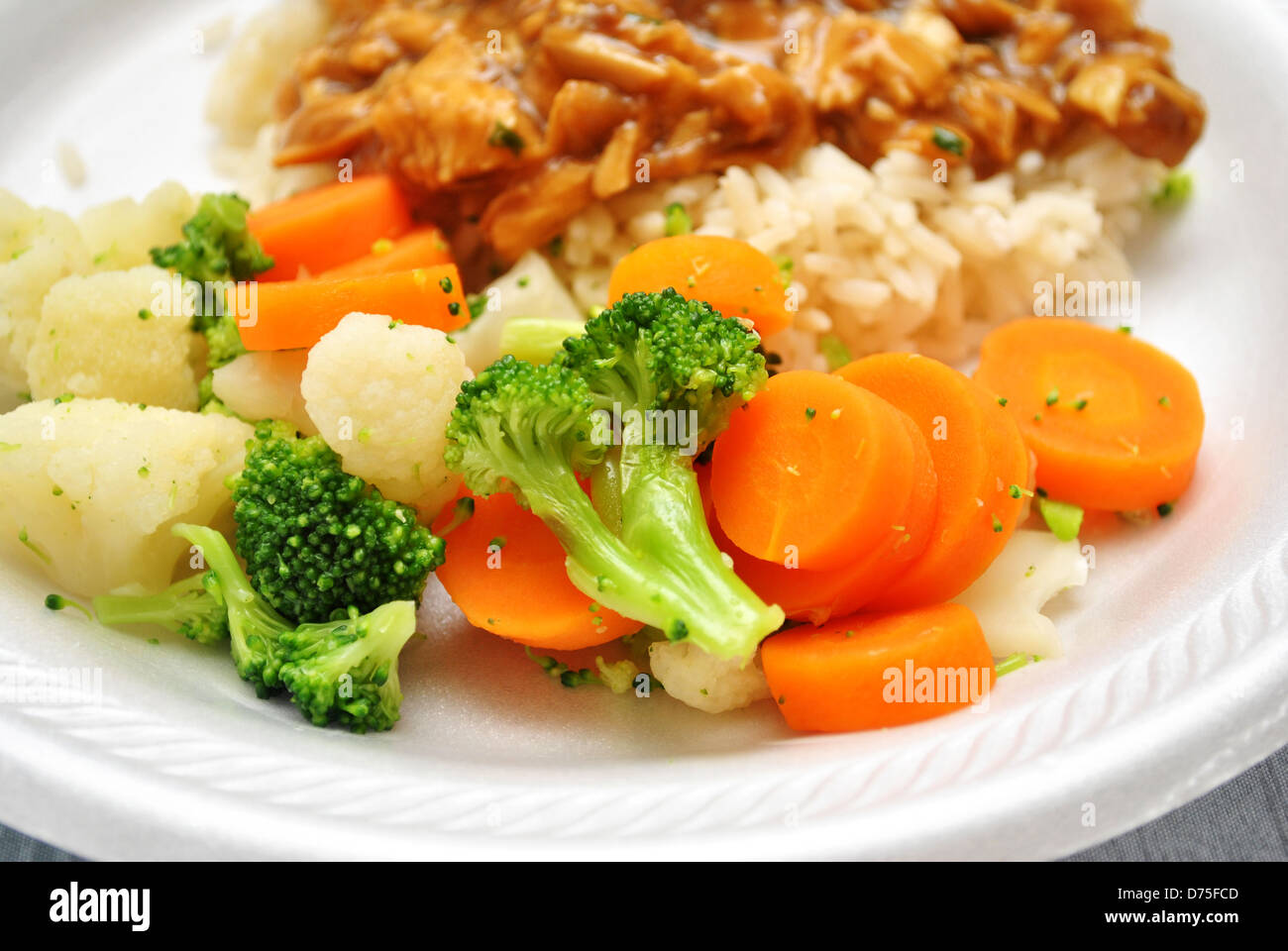 Steamed Mixed Vegetables as a Side Dish Stock Photo