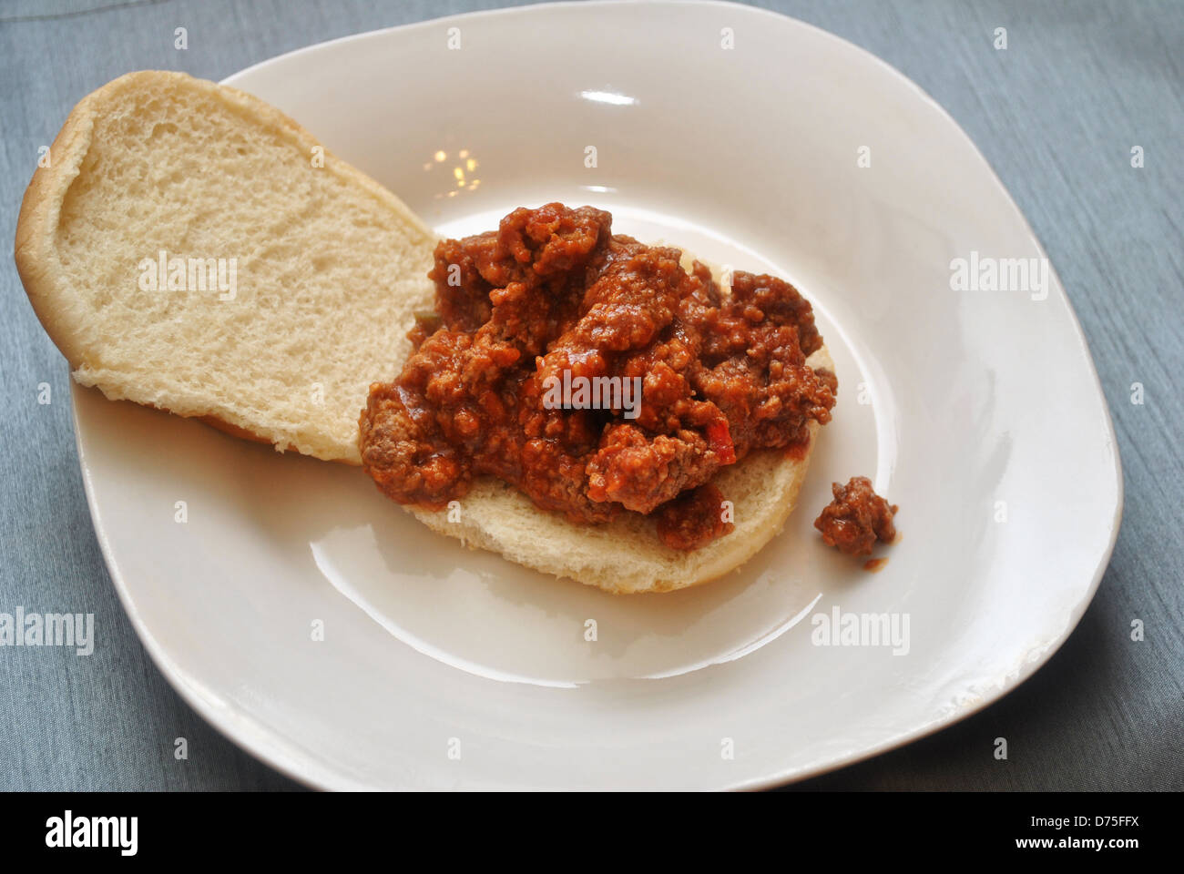 A Messy Sloppy Joe Served for Lunch Stock Photo