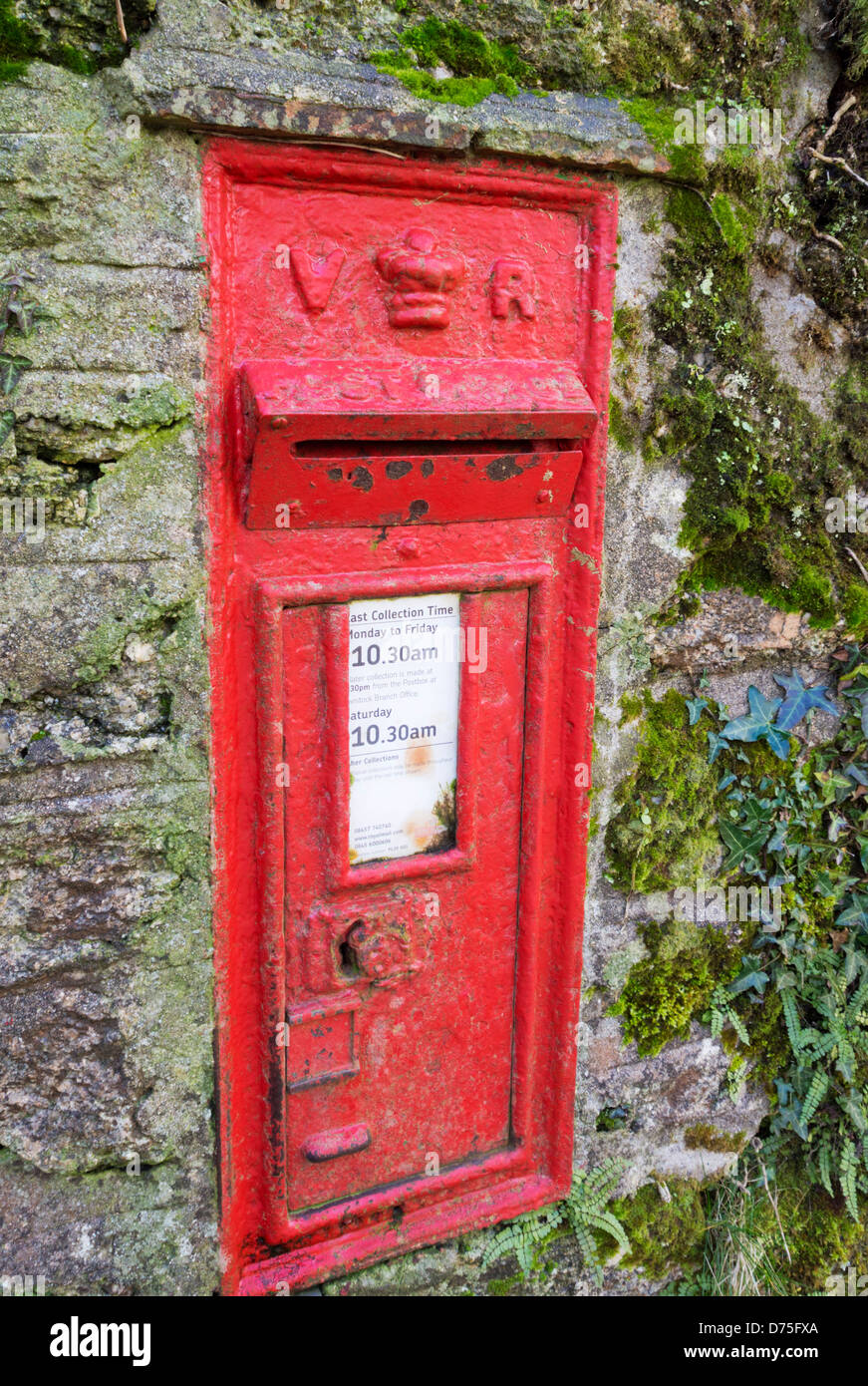 Country postbox dating from reign of Queen Victoria, Devon, UK Stock Photo