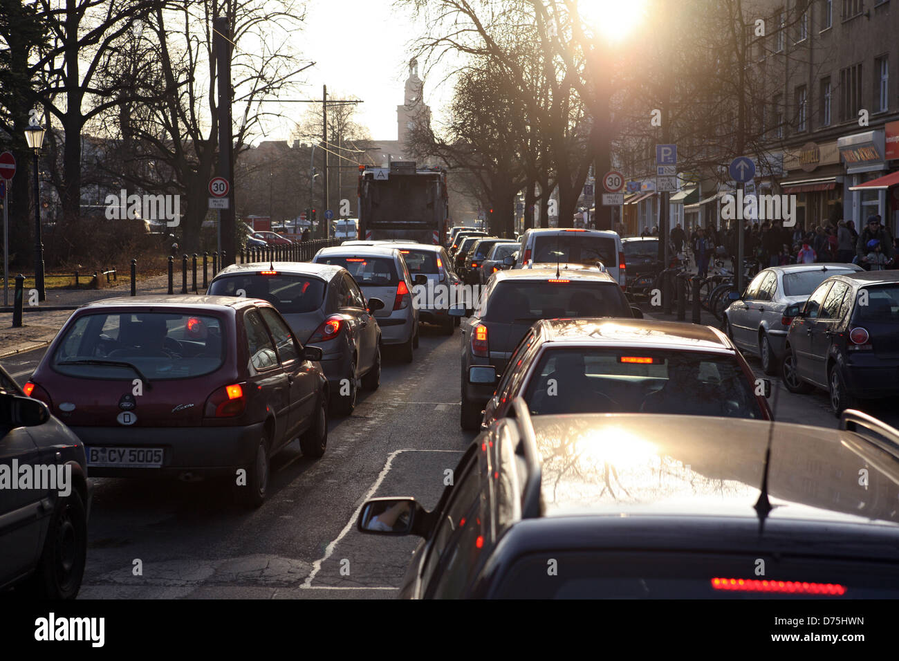 Berlin, Germany, during rush hour on the road width Stock Photo