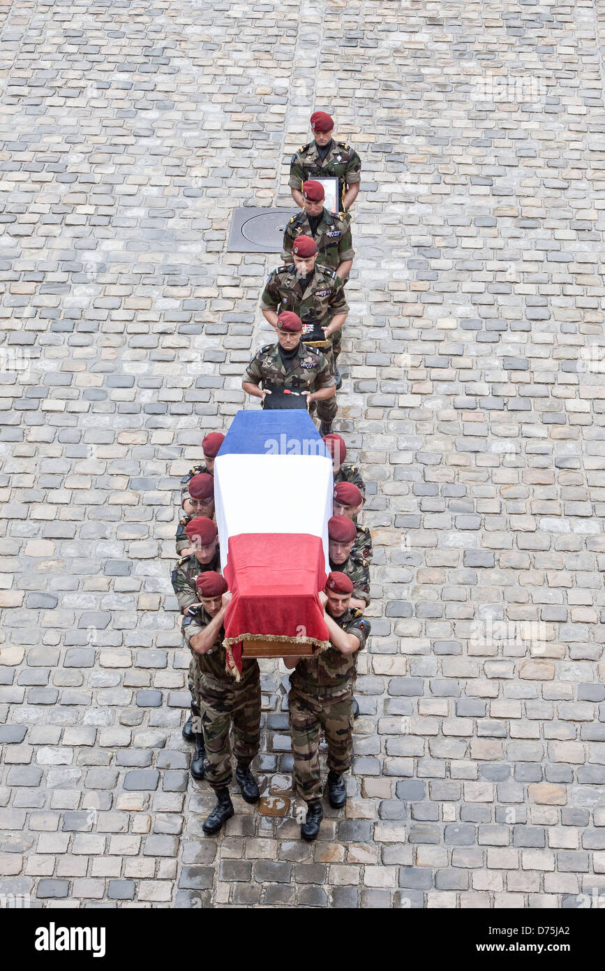 Religious and military ceremony, honoring the memory of the soldiers killed in Afghanistan, at the Hotel des Invalides Paris, Stock Photo