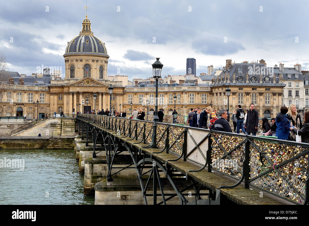 Love Locks On The Pont Des Artes In Paris, France With The Pont Neuf And  Ile De La Cite In The Background Vertical Stock Photo, Picture and Royalty  Free Image. Image 56691282.